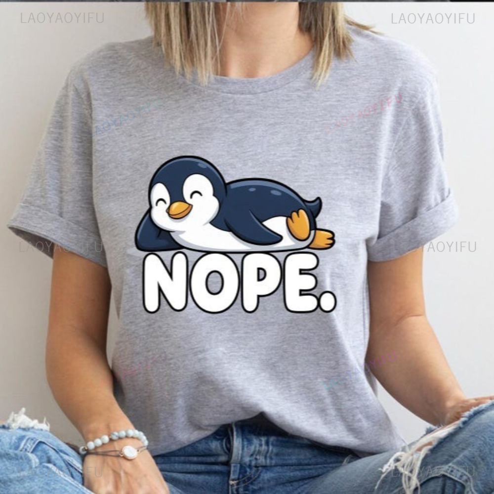 Women'S Fashion Graphic Tees - Grappige Dierenliefhebber Grafische Nope Pinguïn T-Shirt