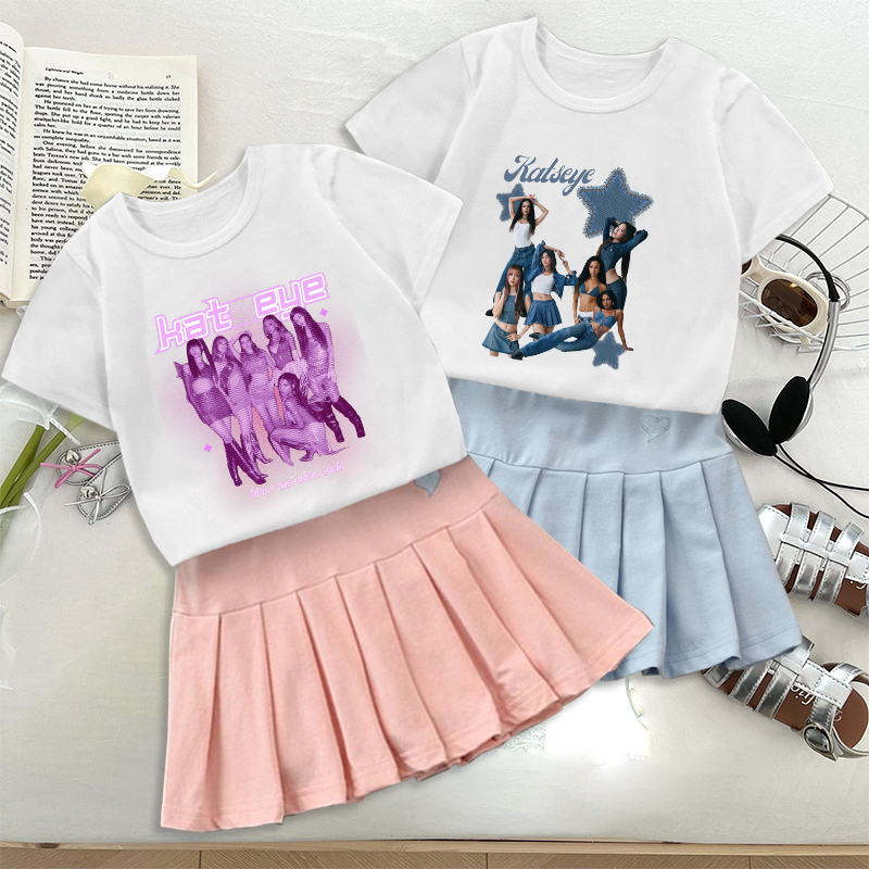 Women'S Fashion Kilt - Mode K POP K-KATSEYE T-shirt Plooirok