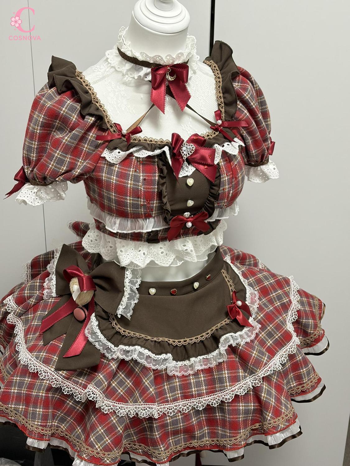 Women'S Fashion Kilt - Japanse zoete geruite strik 2-delige set