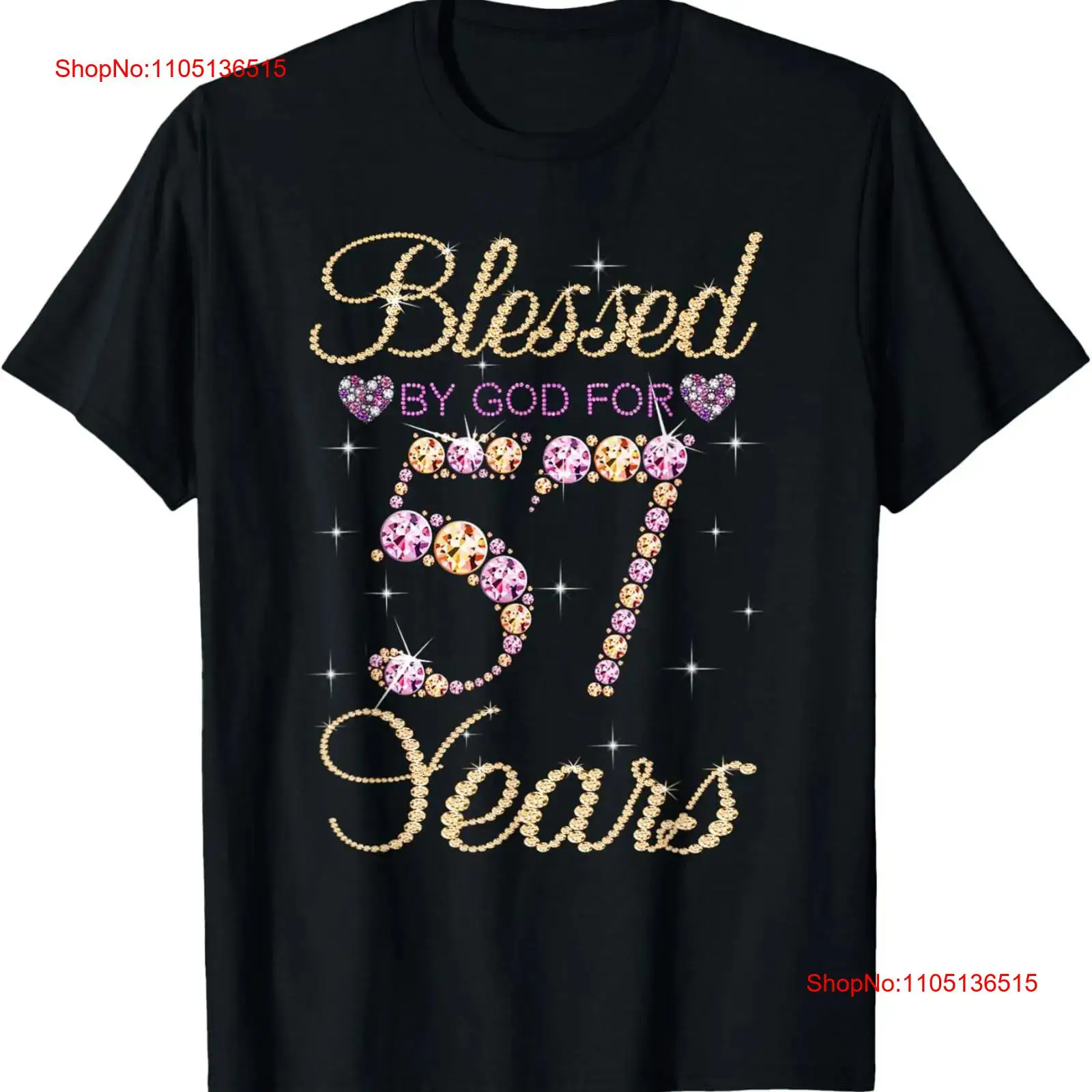 Women'S Fashion Graphic Tees - Gezegend door God voor 57 jaar