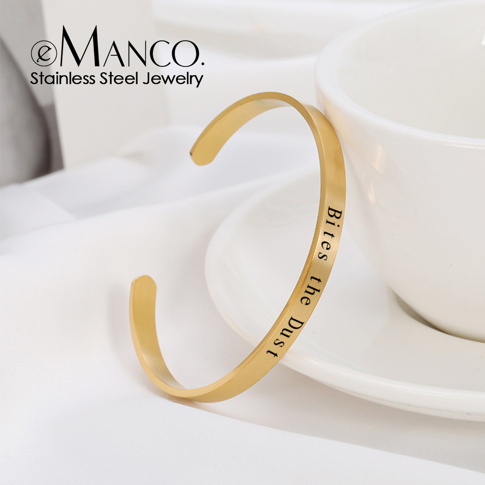 Women Fashion Quotes - EMANCO 6mm Goudkleurige RVS Gegraveerde Positieve