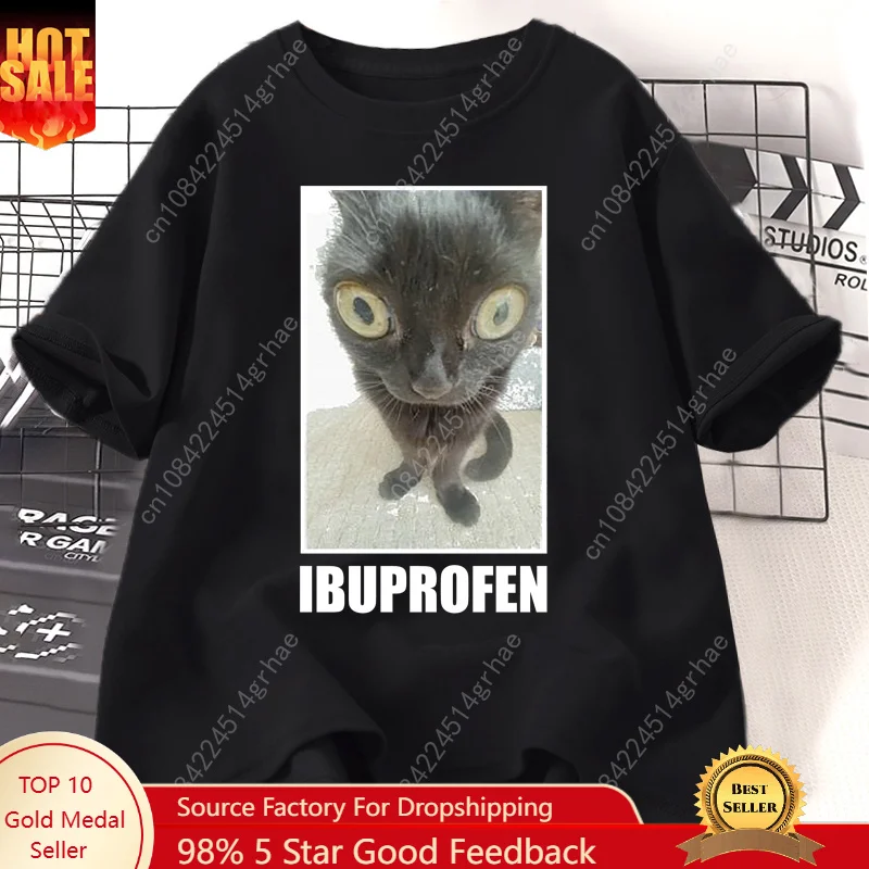 Women'S Fashion Graphic Tees - Grappige Kat Ibuprofen Grafische T-shirts Mannen