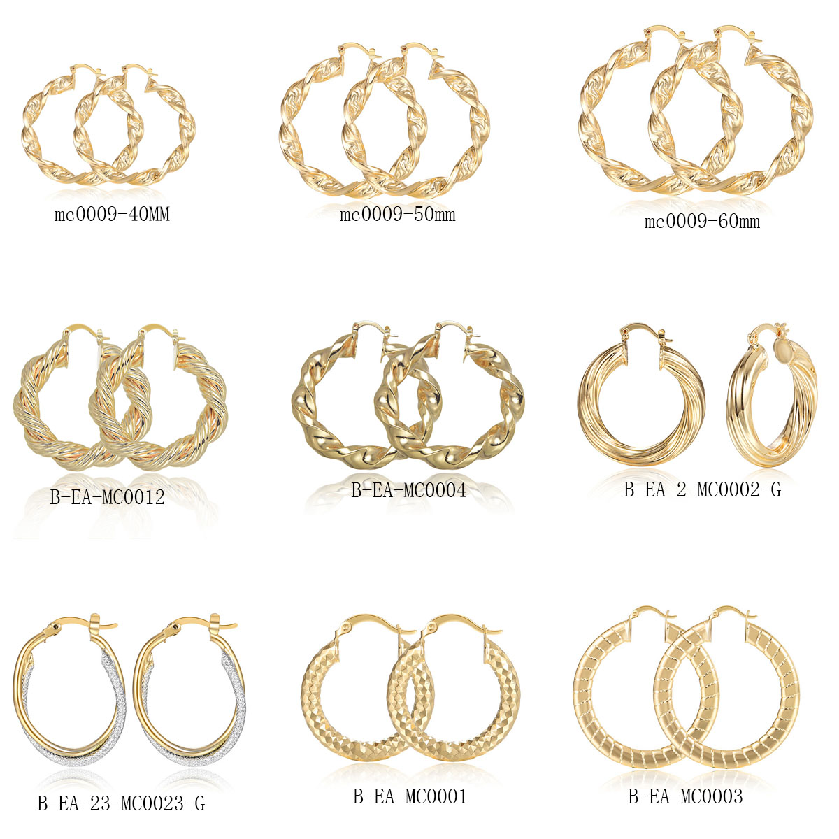 Women'S Fashion Website - 9 Paar 18K Vergulde Koperen Hoepel