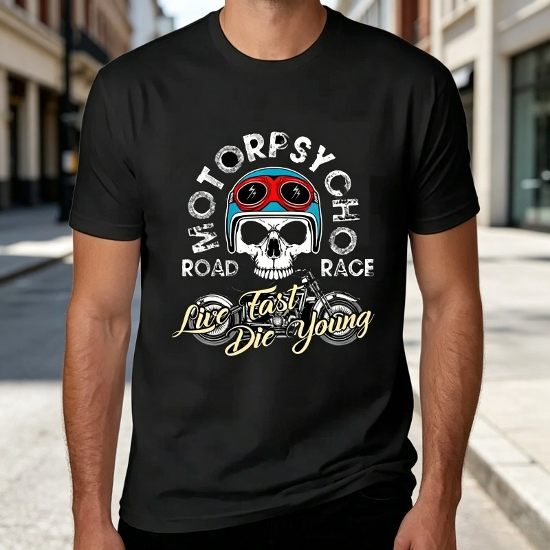 Women Fashion Quotes - Motopsyco Biker Skull T-shirt Heren Dames