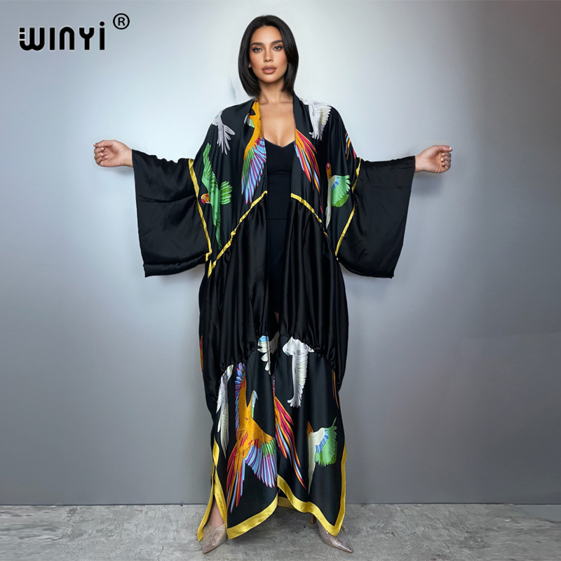 Women'S Fashion Kimono - WINYI print boho kimono maxi strandkleding
