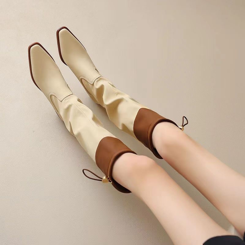 Women'S Fashion Trends 2025 - Abrikoos vierkante neus dames lange laarzen