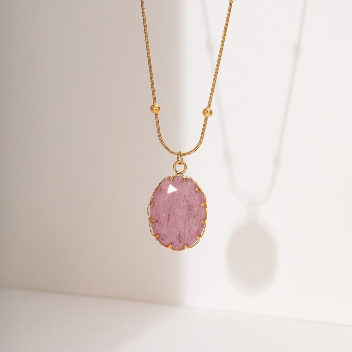 Women'S Fashion Website - Nimai Officiële Website Roze Natuursteen Hanger