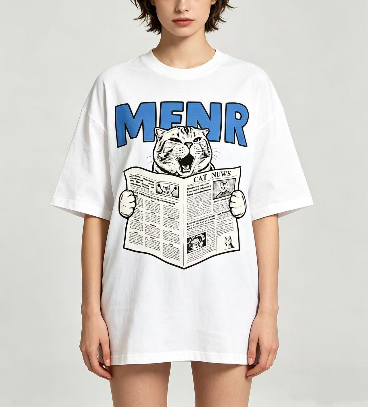 Women'S Fashion Graphic Tees - Unisex Grappige Kat Leest Krant Grafisch