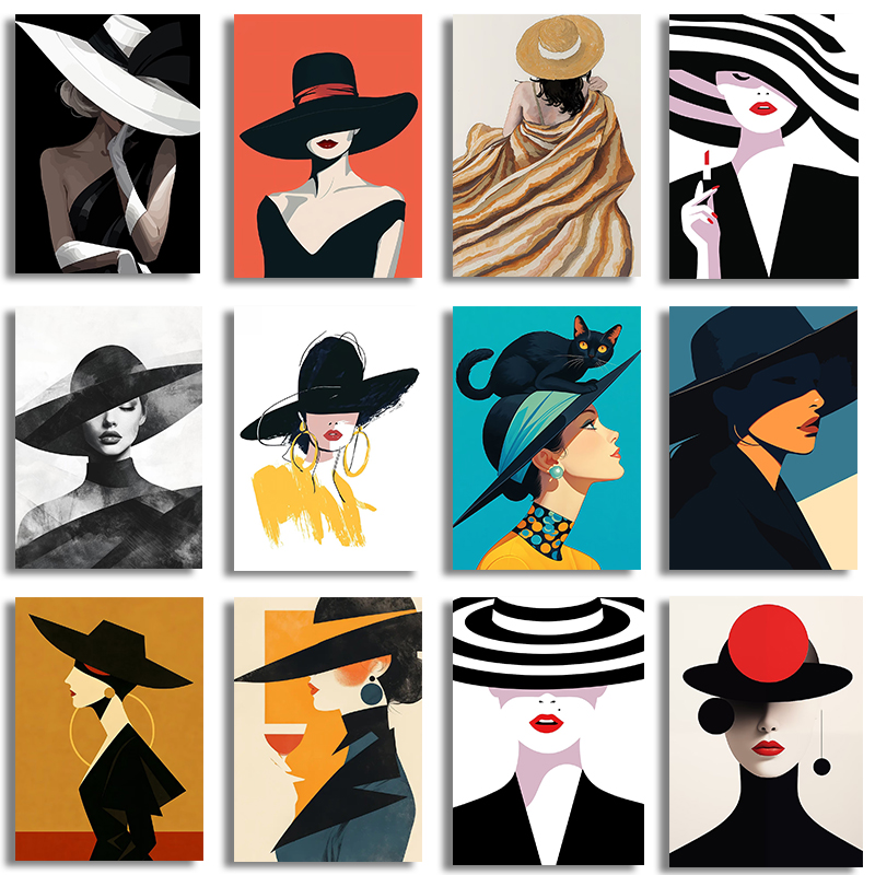 1 stuk frameloos canvas Mode S - Women Fashion Hats recensie en prijs