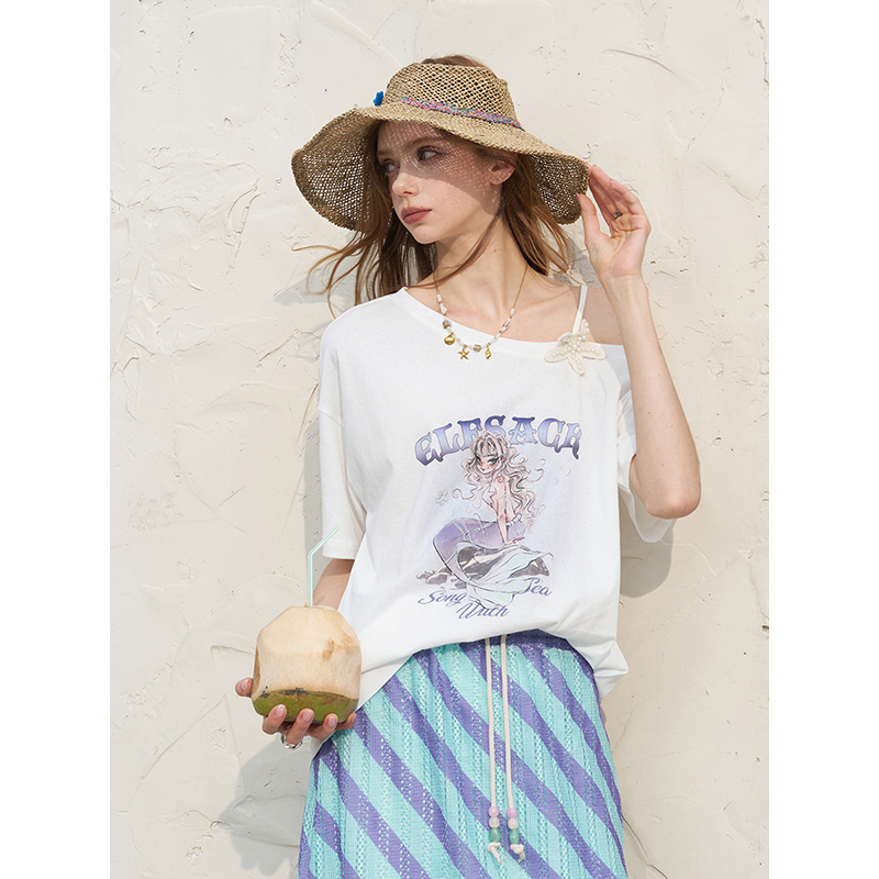 ELFSACK Off-shoulder wit T-shi - Women'S Fashion Graphic Tees recensie en prijs