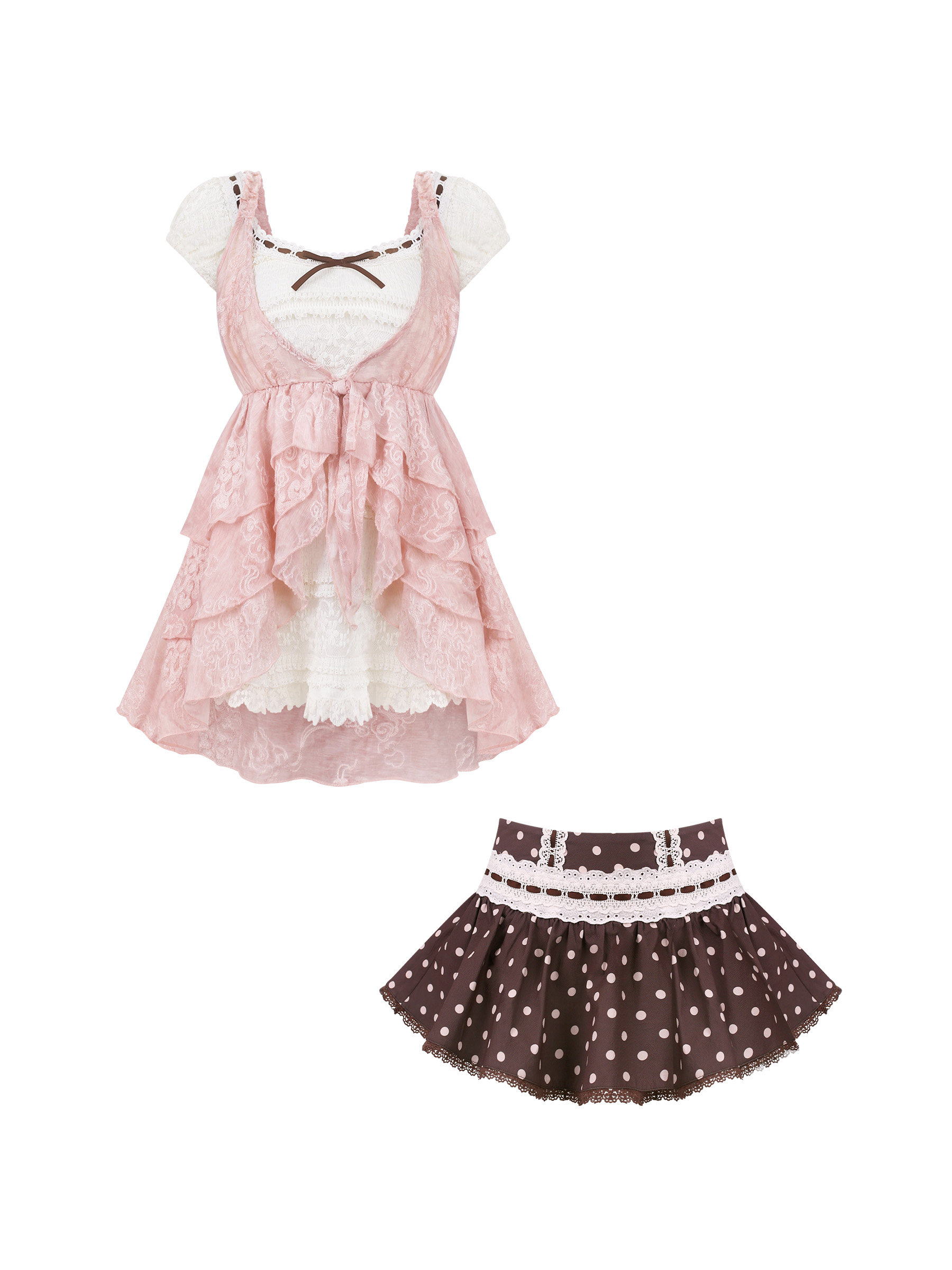 Zoete Kawaii Polka Dot Kant Vo - Women'S Fashion Kilt recensie en prijs